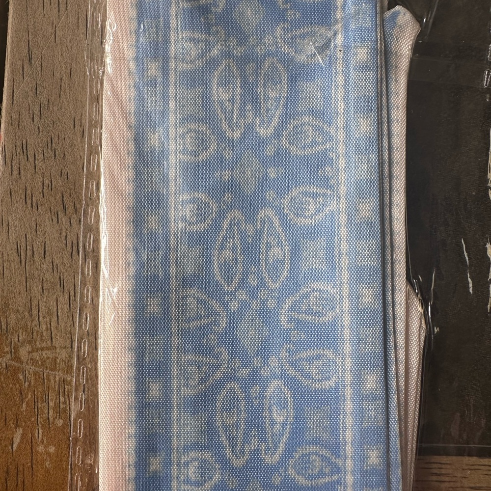 Blue and White Patterned bag scarf nip